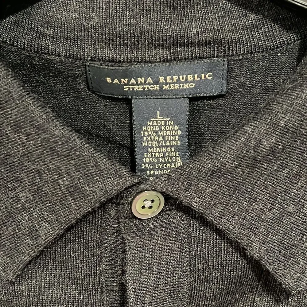 Dark Gray Button Down Merino Sweater By Banana Republic. Size Large
